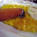 chenachic7 Risotto allo zafferano con mozzarella di bufala e sigaro al coniglio