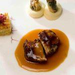 petto di piccione con salsa di vermut Antica Formula Carpano con budino di riso e Scarlet Cress - foto Paolo Picciotto