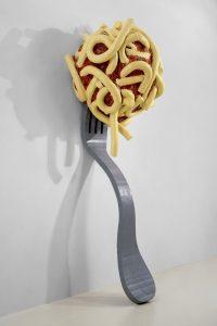 Triennale-ArtsFoods-Claes-Oldenburg-and-Coosje-van-Bruggen-Leaning-Fork-with-Meatball-and-Spaghetti-II